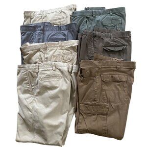 Mens Cargo Casual Pants Lot Of 7 Size 40x32 Cotton Blend Haggar Dockers Lee